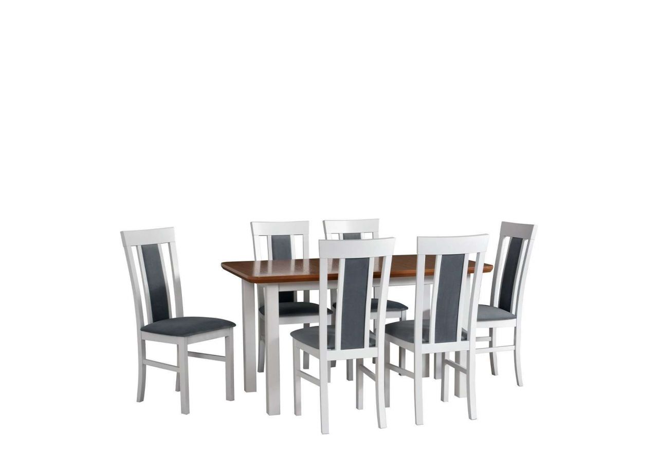 Elegancki zestaw mebli z krzesłami i rozkładanym stołem do jadalni - stół MARS 2 S + krzesła MONTU 8