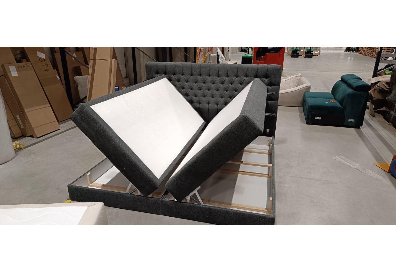 Łóżko kontynentalne MILEN 200x200 - Matana 05 - ciemny szary - OUTLETU