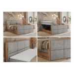 Łóżko kontynentalne ALBERO 2 KING DUO 160x200 - H3 - jasnoszary, struktura