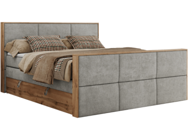 Łóżko kontynentalne ALBERO 2 KING DUO 180x200 - H3 - jasnoszary, struktura