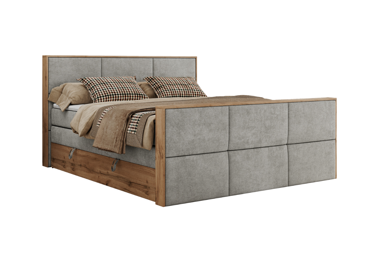 Łóżko kontynentalne ALBERO 2 KING DUO 200x200 - H3 - jasnoszary, struktura