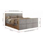 Łóżko kontynentalne ALBERO 2 KING DUO 200x200 - H3 - jasnoszary, struktura