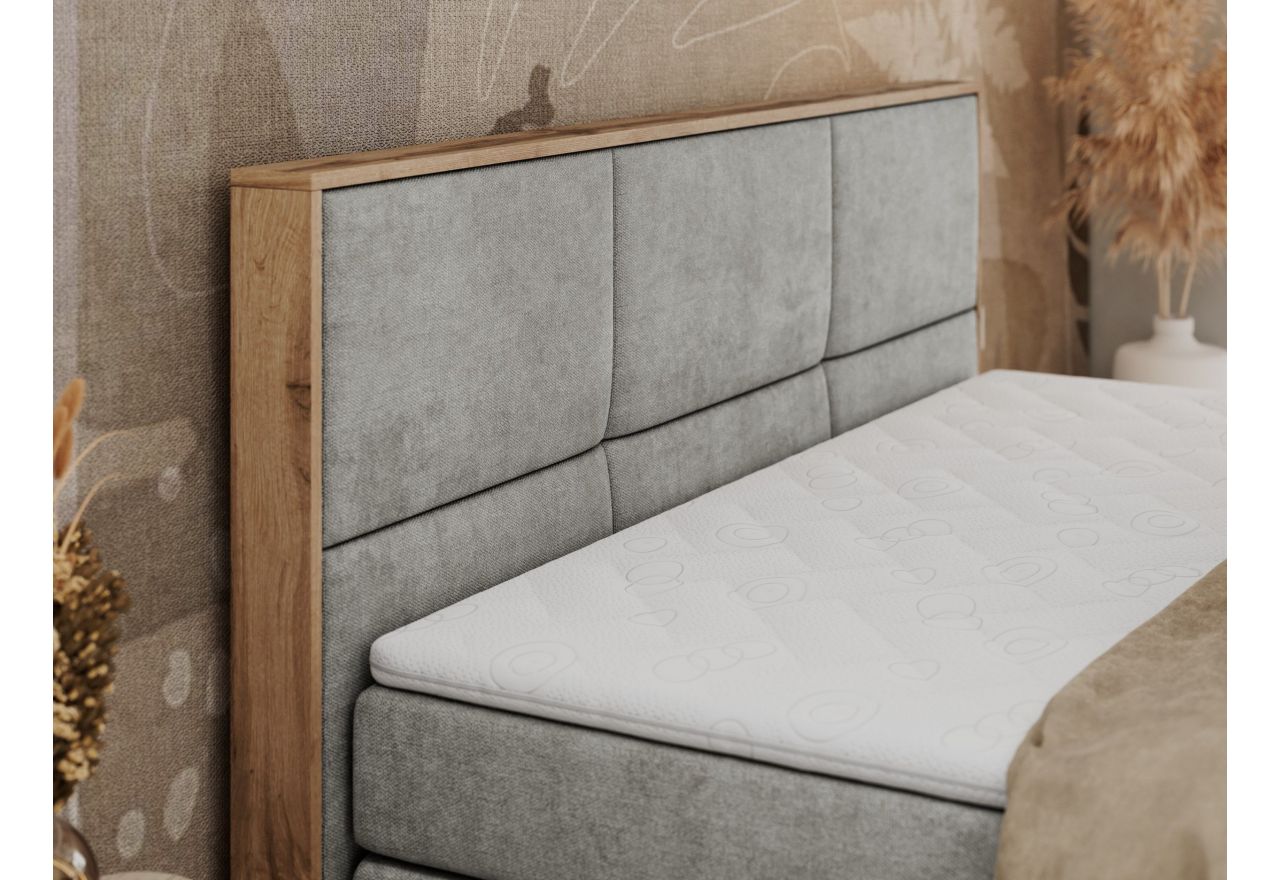 Łóżko kontynentalne ALBERO 2 KING DUO 200x200 - H3 - jasnoszary, struktura