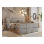 Łóżko kontynentalne ALBERO 2 KING DUO 140x200 - H4 - jasnoszary, struktura