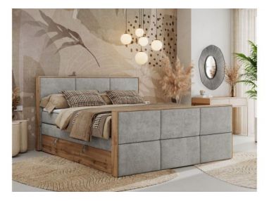 Łóżko kontynentalne ALBERO 2 KING DUO 160x200 - H4 - jasnoszary, struktura