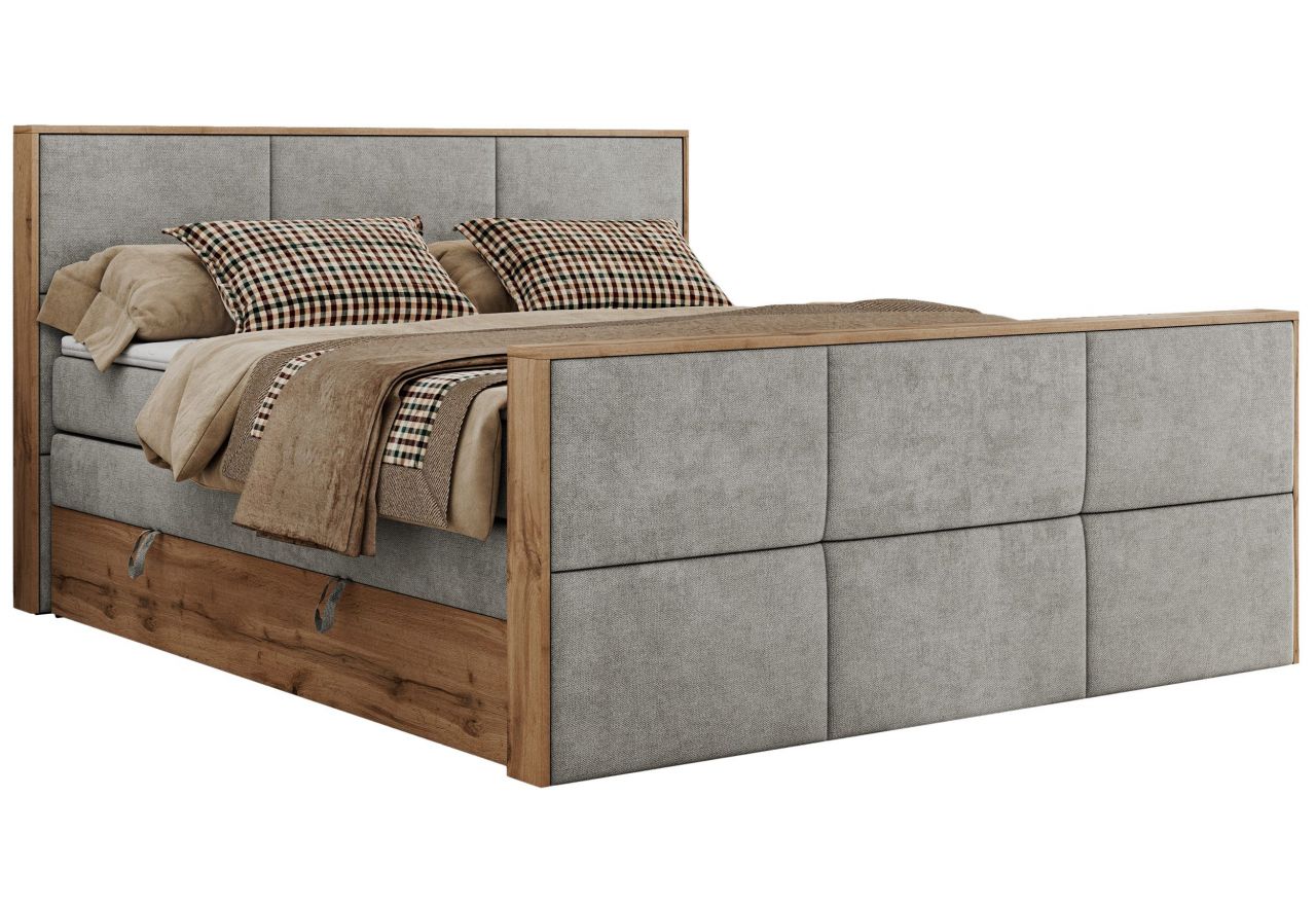 Łóżko kontynentalne ALBERO 2 KING DUO 200x200 - H4 - jasnoszary, struktura