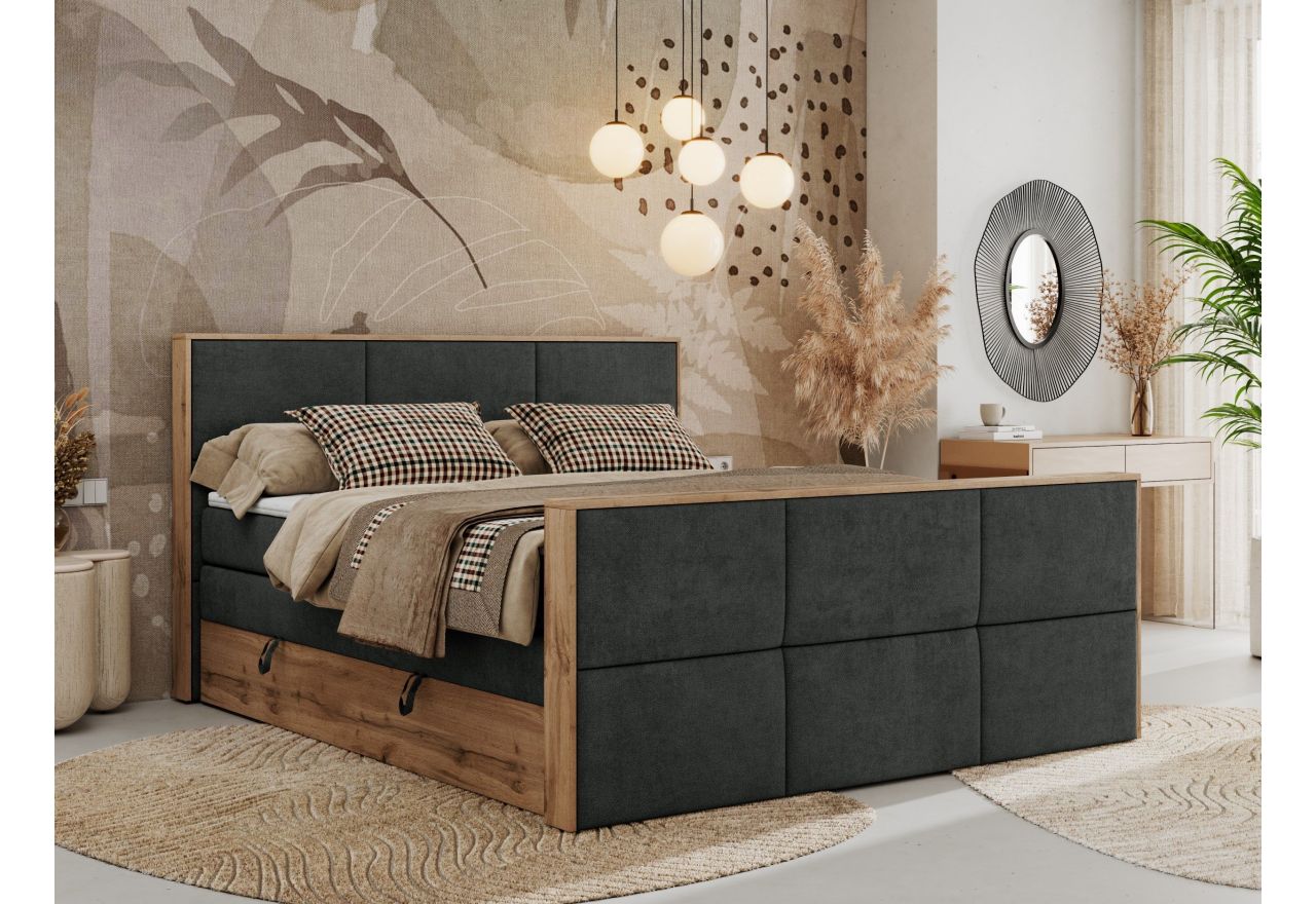Łóżko kontynentalne ALBERO 2 KING DUO 140x200 - H3 - ciemnoszary, struktura