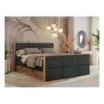 Łóżko kontynentalne ALBERO 2 KING DUO 160x200 - H3 - ciemnoszary, struktura