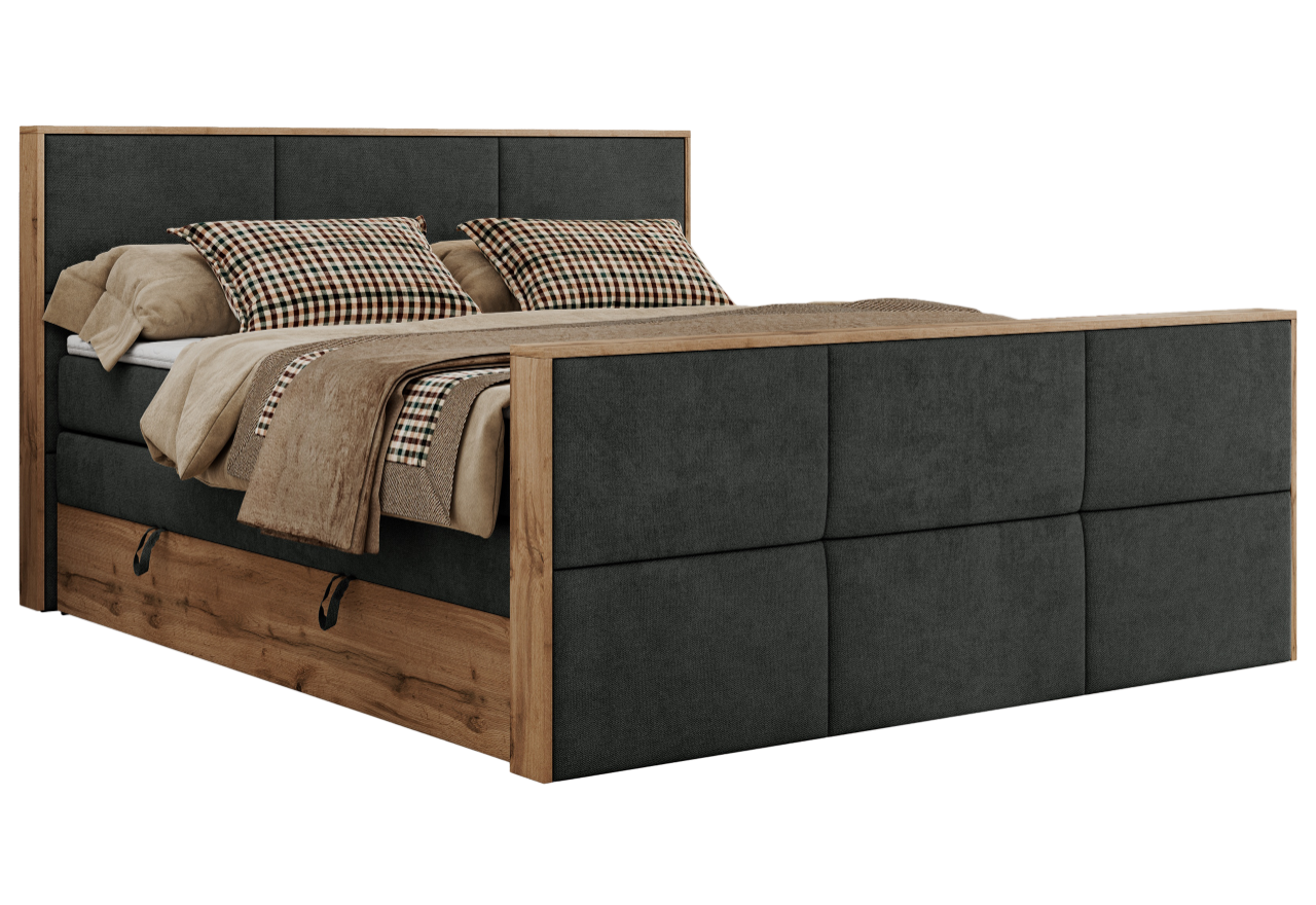 Łóżko kontynentalne ALBERO 2 KING DUO 180x200 - H3 - ciemnoszary, struktura