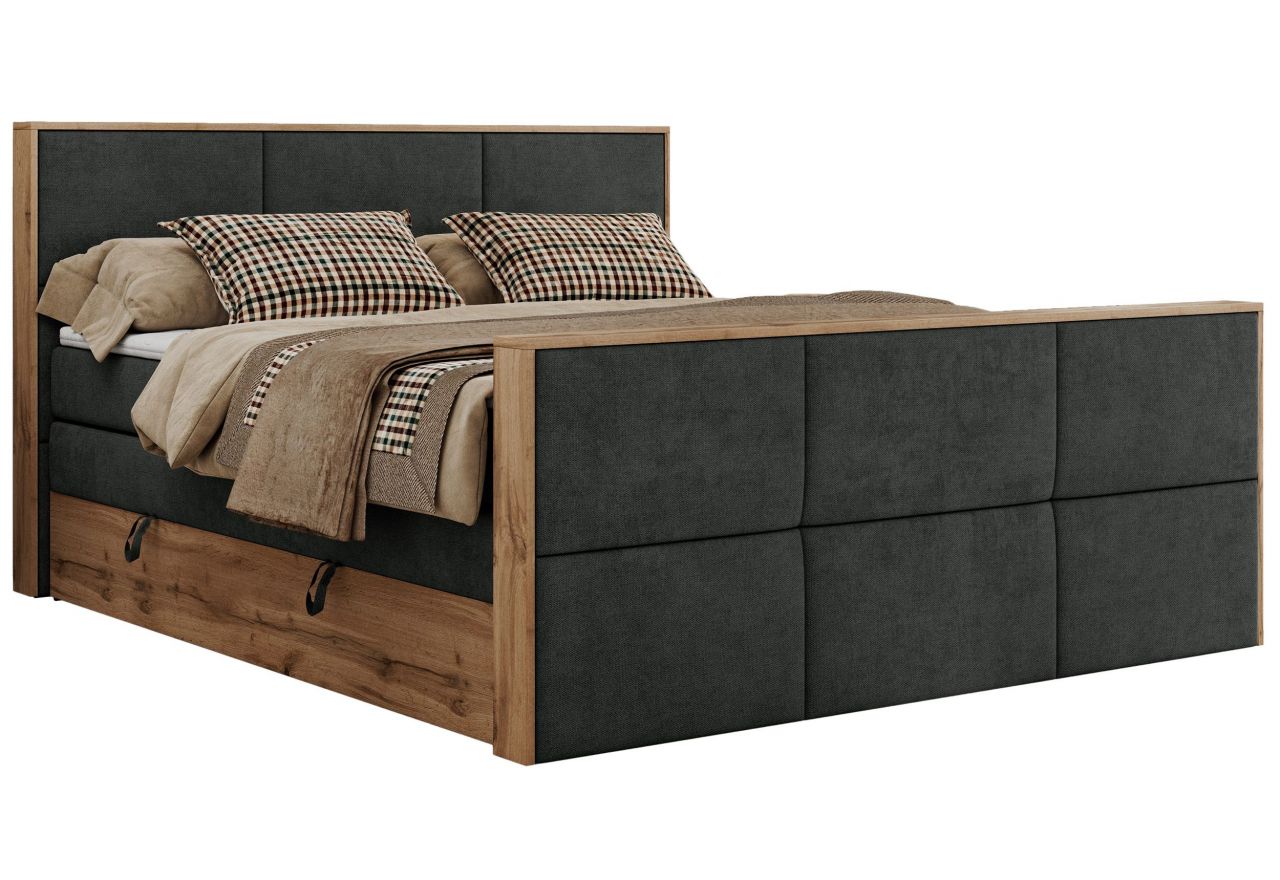 Łóżko kontynentalne ALBERO 2 KING DUO 140x200 - H4 - ciemnoszary, struktura