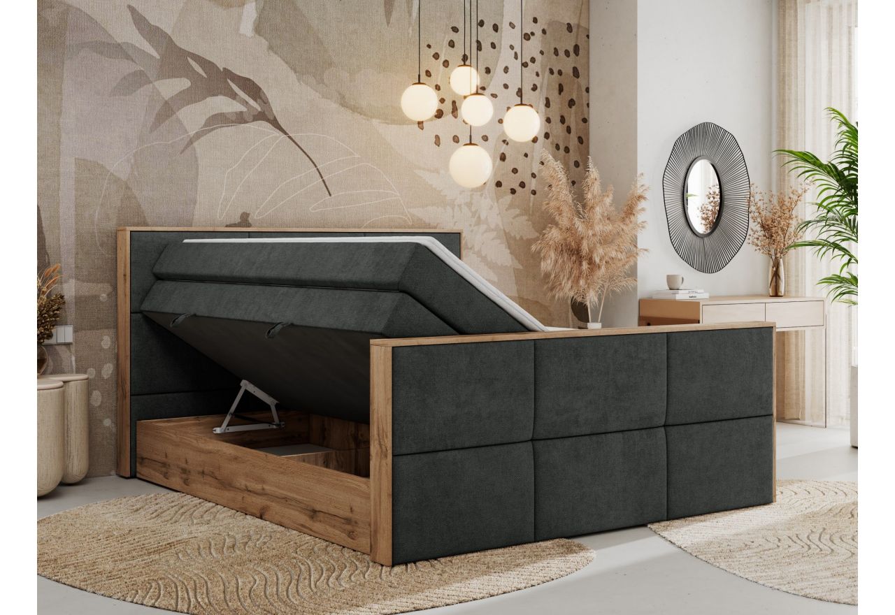 Łóżko kontynentalne ALBERO 2 KING DUO 180x200 - H4 - ciemnoszary, struktura