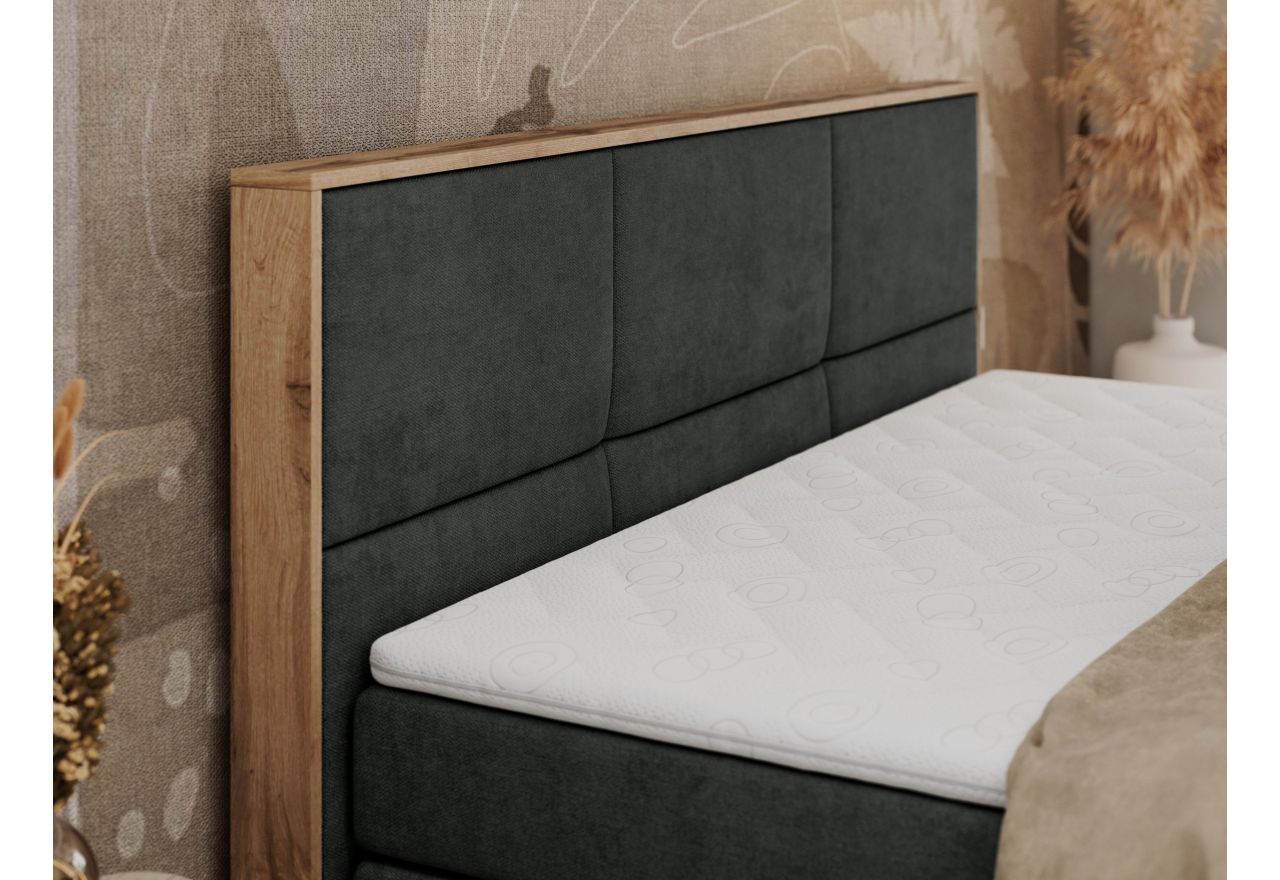 Łóżko kontynentalne ALBERO 2 KING DUO 180x200 - H4 - ciemnoszary, struktura