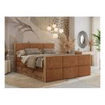 Łóżko kontynentalne ALBERO 2 KING DUO 120x200 - H3 - pomarańczowy, struktura