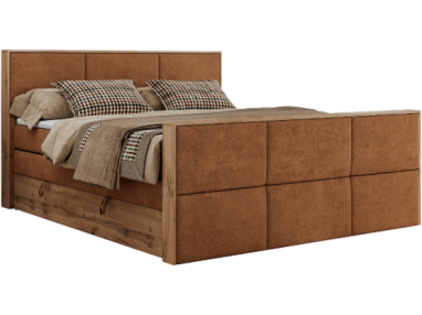 Łóżko kontynentalne ALBERO 2 KING DUO 200x200 - H3 - pomarańczowy, struktura