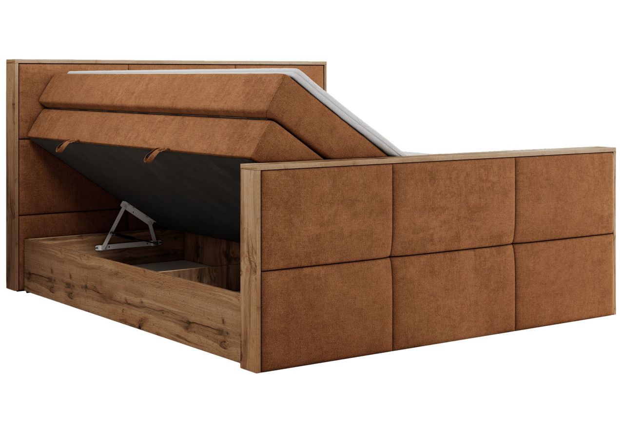 Łóżko kontynentalne ALBERO 2 KING DUO 200x200 - H3 - pomarańczowy, struktura