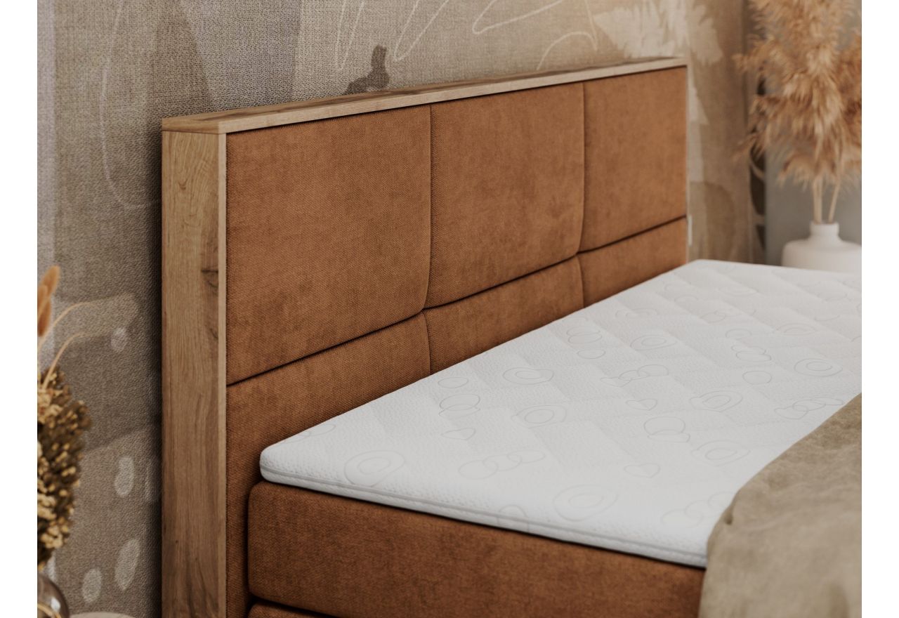 Łóżko kontynentalne ALBERO 2 KING DUO 200x200 - H4 - pomarańczowy, struktura