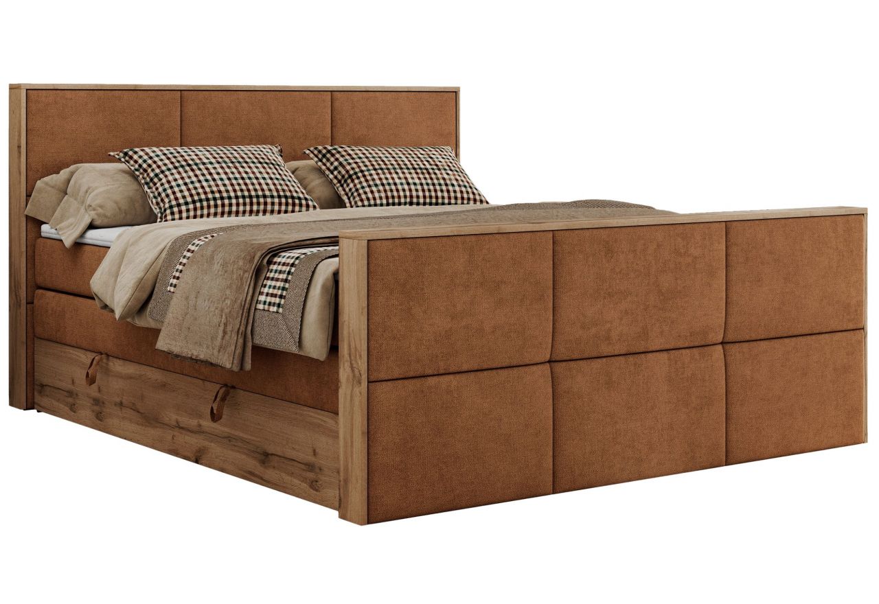 Łóżko kontynentalne ALBERO 2 KING DUO 200x200 - H4 - pomarańczowy, struktura