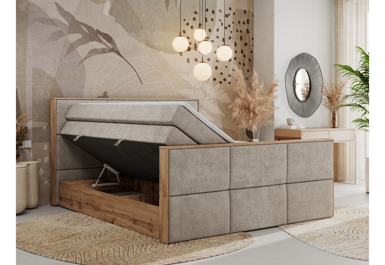 Łóżko kontynentalne ALBERO 2 KING DUO 140x200 - H3 - beżowy, struktura