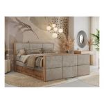 Łóżko kontynentalne ALBERO 2 KING DUO 160x200 - H3 - beżowy, struktura