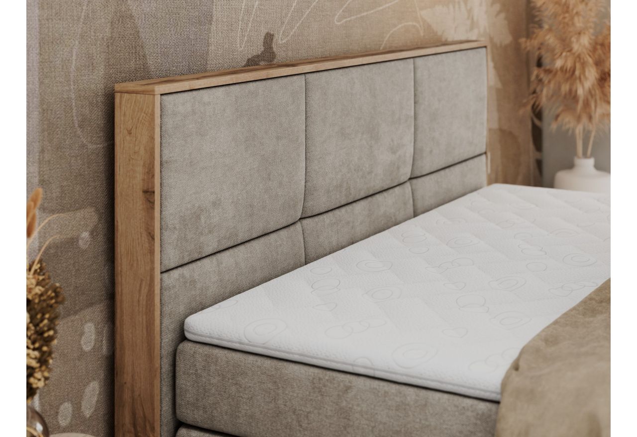 Łóżko kontynentalne ALBERO 2 KING DUO 160x200 - H3 - beżowy, struktura