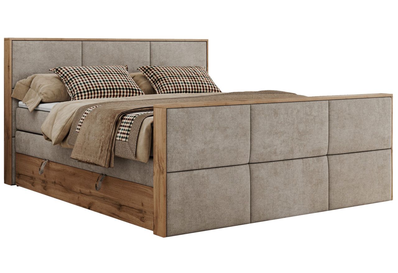 Łóżko kontynentalne ALBERO 2 KING DUO 160x200 - H3 - beżowy, struktura