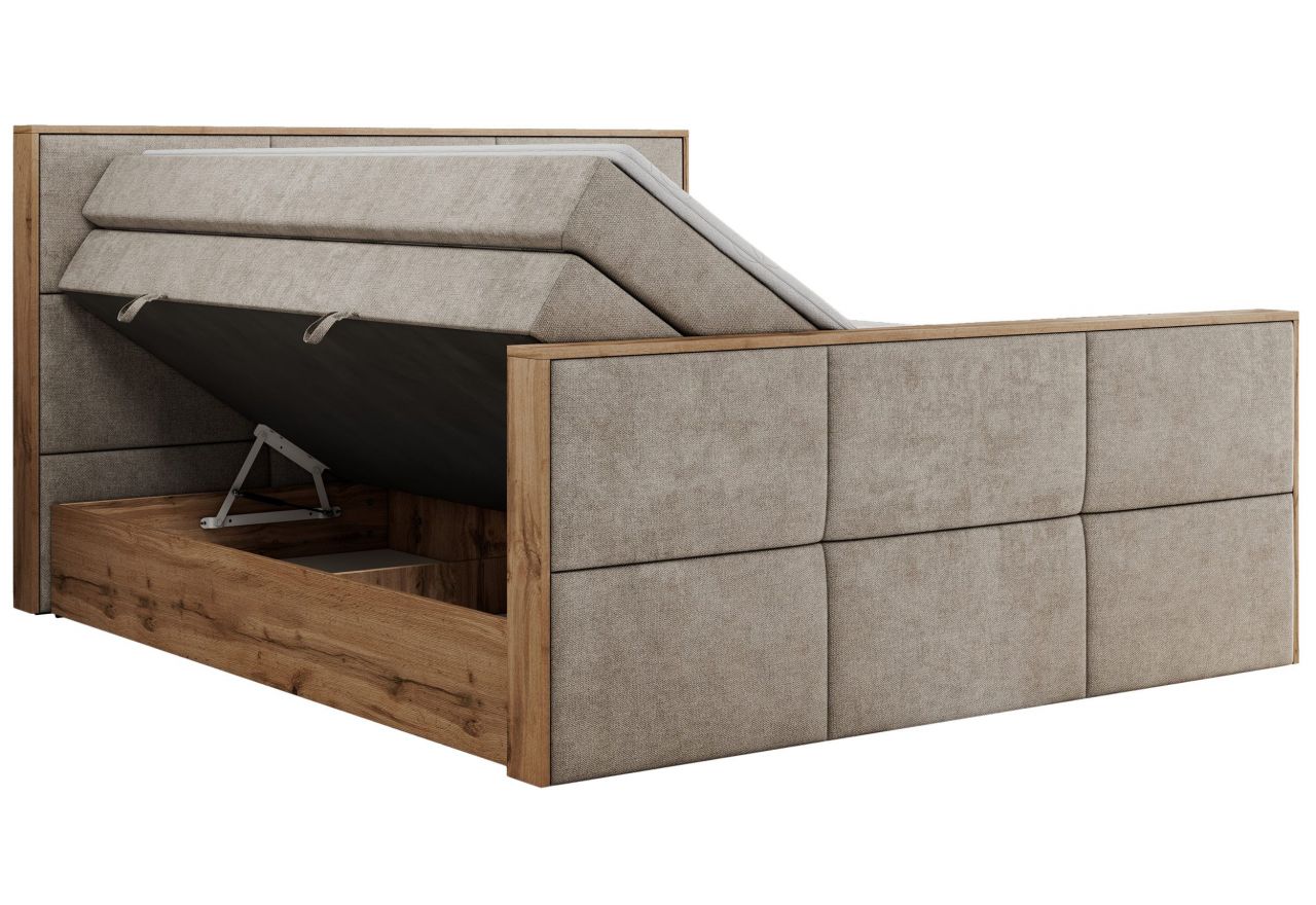 Łóżko kontynentalne ALBERO 2 KING DUO 200x200 - H3 - beżowy, struktura