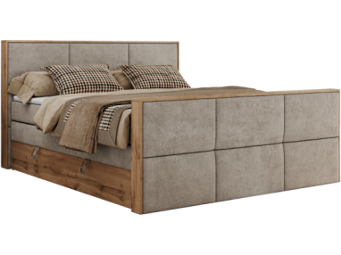 Łóżko kontynentalne ALBERO 2 KING DUO 200x200 - H4 - beżowy, struktura