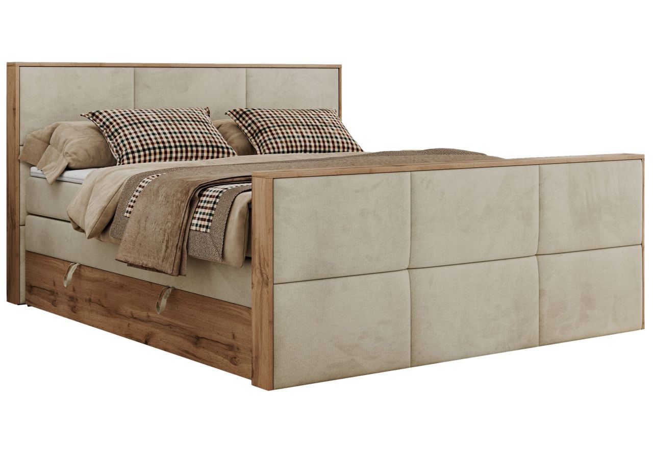 Łóżko kontynentalne ALBERO 2 KING DUO 120x200 - H3 - beżowy, welwet