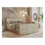 Łóżko kontynentalne ALBERO 2 KING DUO 160x200 - H3 - beżowy, welwet