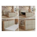 Łóżko kontynentalne ALBERO 2 KING DUO 160x200 - H3 - beżowy, welwet