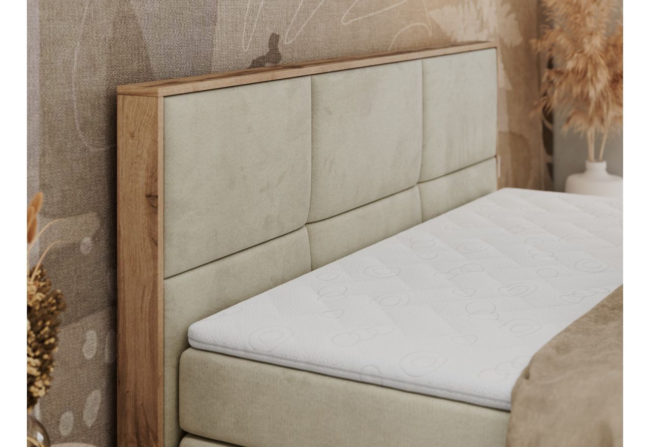 Łóżko kontynentalne ALBERO 2 KING DUO 180x200 - H3 - beżowy, welwet