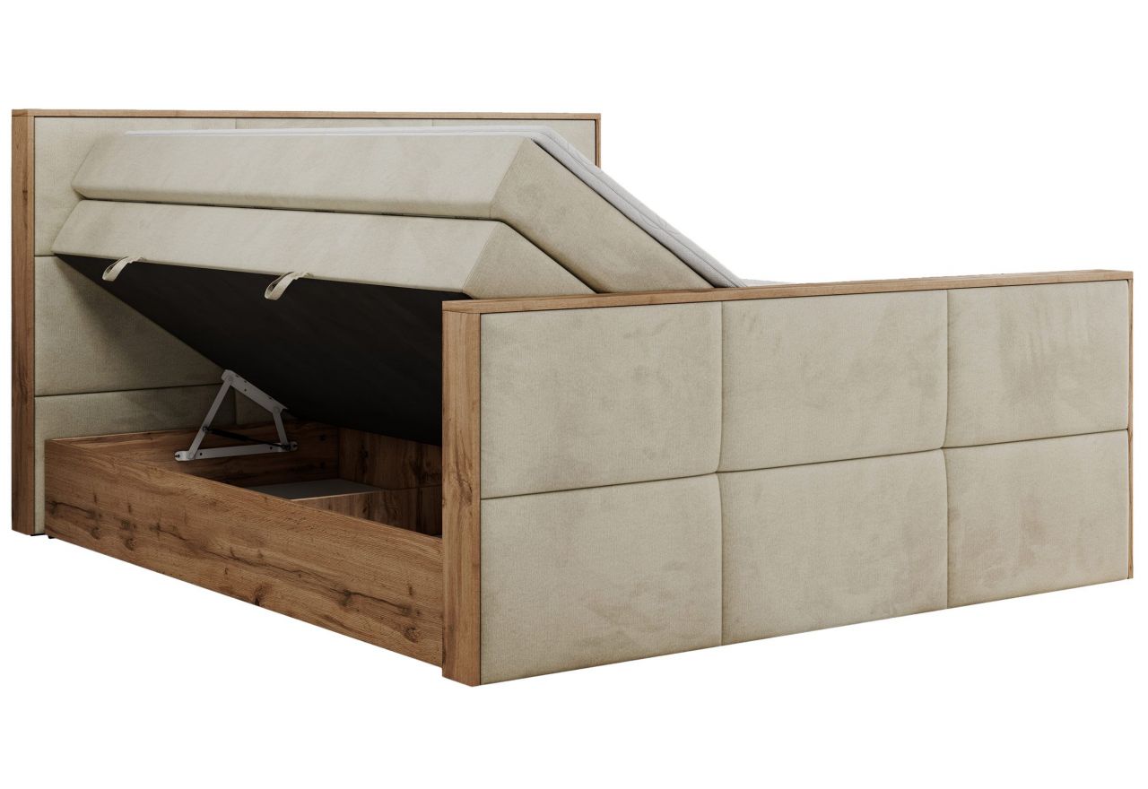 Łóżko kontynentalne ALBERO 2 KING DUO 200x200 - H3 - beżowy, welwet