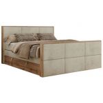 Łóżko kontynentalne ALBERO 2 KING DUO 200x200 - H4 - beżowy, welwet