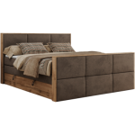 Łóżko kontynentalne ALBERO 2 KING DUO 140x200 - H3 - brązowy, welwet