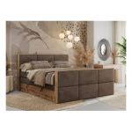 Łóżko kontynentalne ALBERO 2 KING DUO 160x200 - H3 - brązowy, welwet