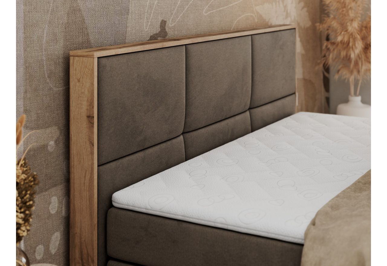 Łóżko kontynentalne ALBERO 2 KING DUO 180x200 - H3 - brązowy, welwet