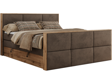 Łóżko kontynentalne ALBERO 2 KING DUO 200x200 - H3 - brązowy, welwet