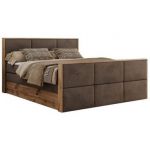 Łóżko kontynentalne ALBERO 2 KING DUO 120x200 - H4 - brązowy, welwet