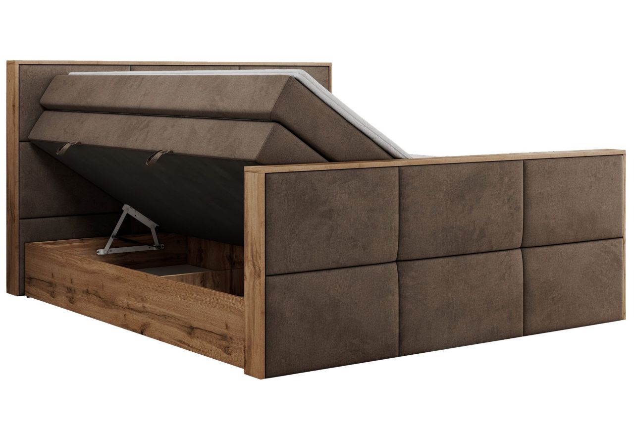 Łóżko kontynentalne ALBERO 2 KING DUO 200x200 - H4 - brązowy, welwet