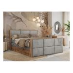 Łóżko kontynentalne ALBERO 2 KING DUO 120x200 - H3 - jasnoszary, welwet