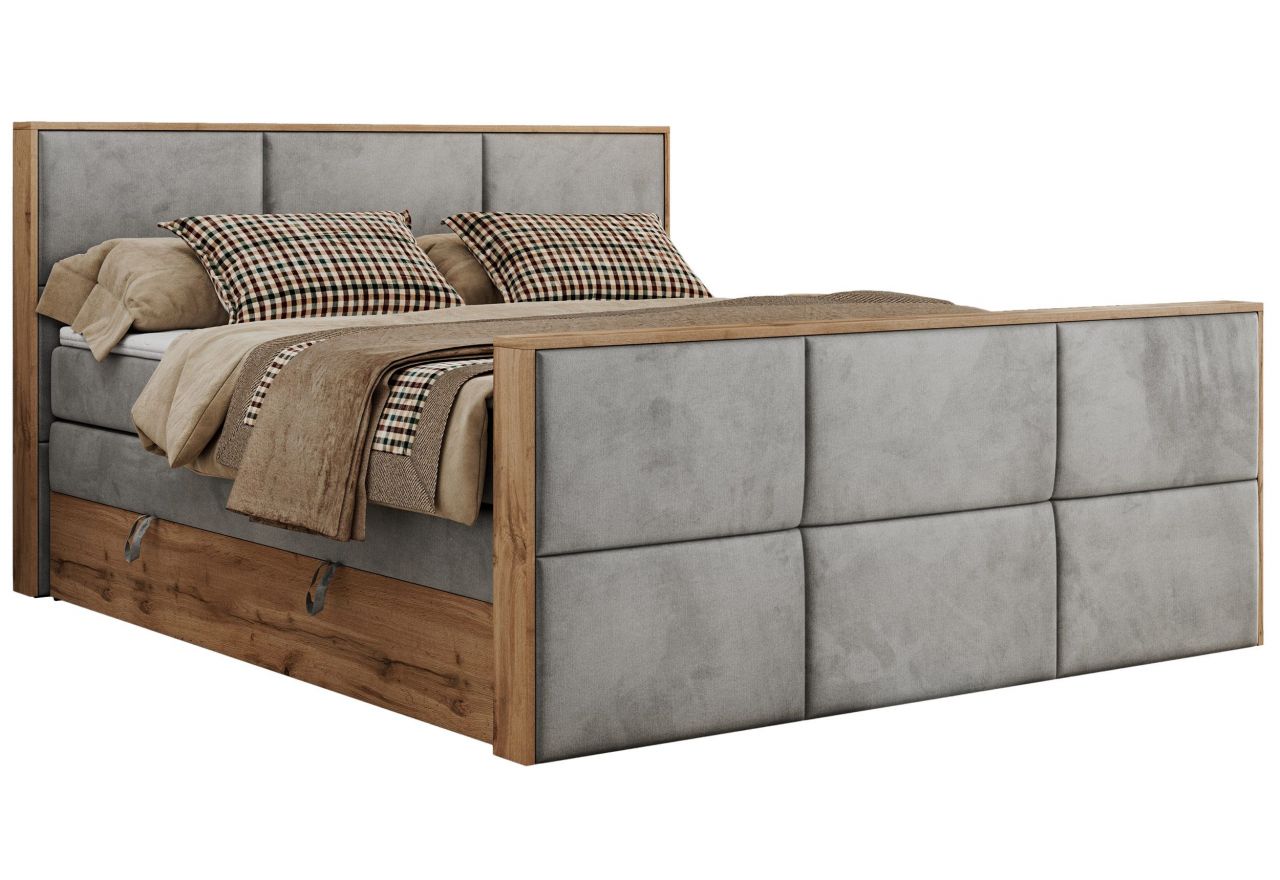 Łóżko kontynentalne ALBERO 2 KING DUO 160x200 - H3 - jasnoszary, welwet