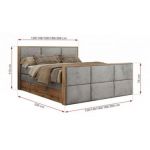 Łóżko kontynentalne ALBERO 2 KING DUO 200x200 - H3 - jasnoszary, welwet