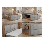 Łóżko kontynentalne ALBERO 2 KING DUO 200x200 - H3 - jasnoszary, welwet