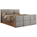Łóżko kontynentalne ALBERO 2 KING DUO 200x200 - H3 - jasnoszary, welwet