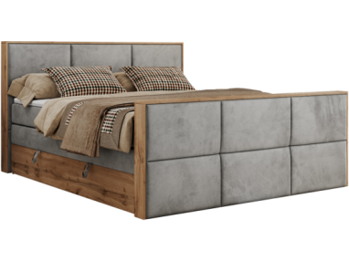 Łóżko kontynentalne ALBERO 2 KING DUO 160x200 - H4 - jasnoszary, welwet