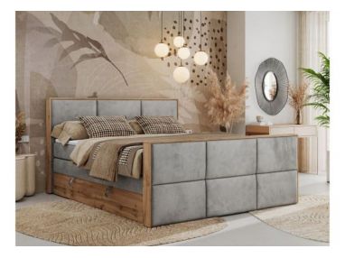 Łóżko kontynentalne ALBERO 2 KING DUO 180x200 - H4 - jasnoszary, welwet