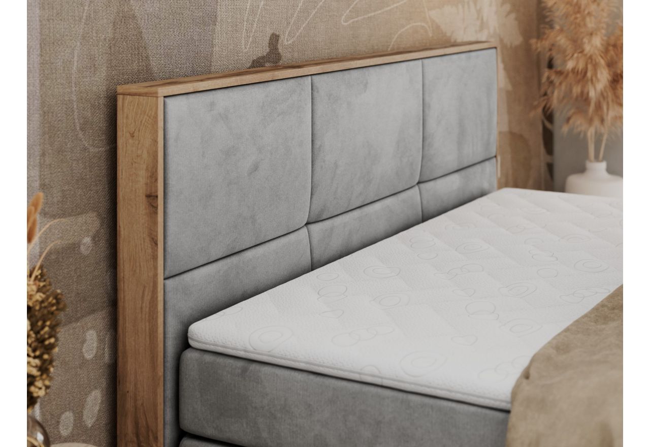 Łóżko kontynentalne ALBERO 2 KING DUO 200x200 - H4 - jasnoszary, welwet