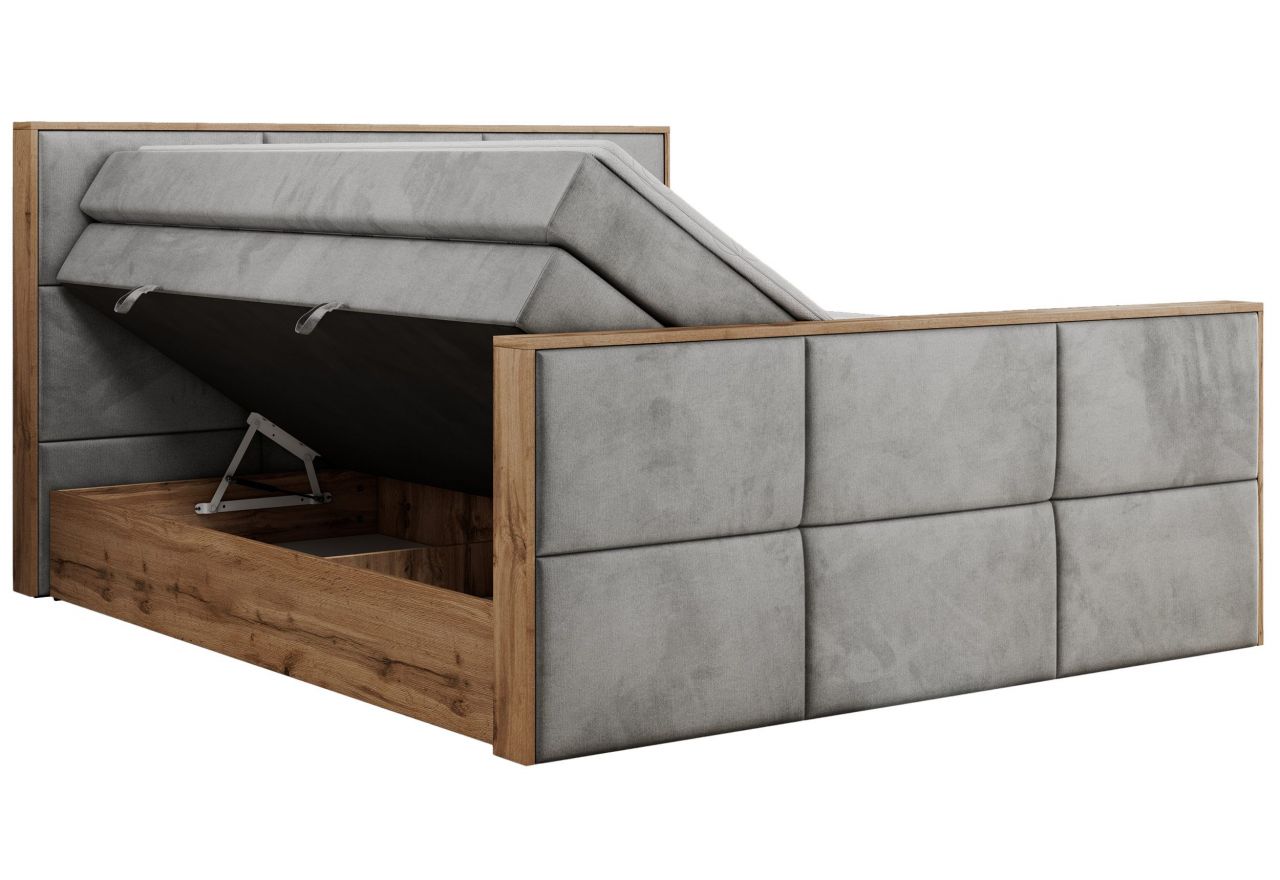 Łóżko kontynentalne ALBERO 2 KING DUO 200x200 - H4 - jasnoszary, welwet