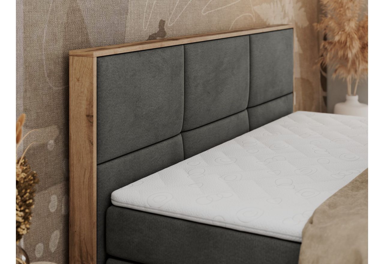 Łóżko kontynentalne ALBERO 2 KING DUO 160x200 - H3 - ciemnoszary, welwet