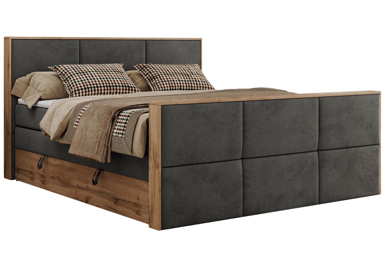 Łóżko kontynentalne ALBERO 2 KING DUO 180x200 - H3 - ciemnoszary, welwet